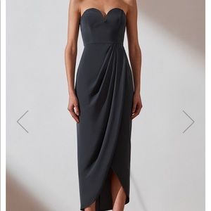SHONA JOY CORE 'U' BUSTIER DRAPED DRESS - CHARCOAL